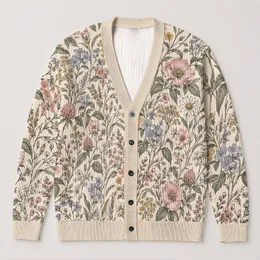Vintage Botanical Blooms for Relaxed Layering, Weekend Strolls, and Garden Gatherings All-over Print Knitted Cardigan