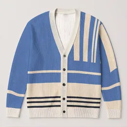 Periwinkle Blue and Ivory Striped Layers for Relaxed Everyday Weekend Outfits and Travel All-over Print Knitted Cardigan