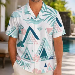 Pastel Polynesian Triangle Geometry for Beach Holidays and Summer Travel for Men Hawaiian Shirt