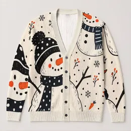 Snowman Winter Cheer for Cozy Holiday Layering and Festive Everyday Style for Women All-over Print Knitted Cardigan