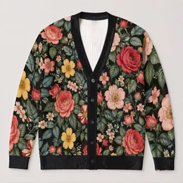 Vintage Botanical Flowers For Everyday Layering And Garden-Inspired Wardrobe Style All-over Print Knitted Cardigan