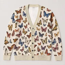 Colorful Butterfly Garden Motifs for Relaxed Autumn Layering and Everyday Women’s Style All-over Print Knitted Cardigan