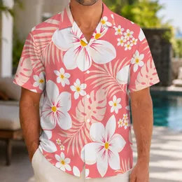 Pink Plumeria Blossom Garden for Tropical Vacations and Sunny Island Getaways for Men Hawaiian Shirt