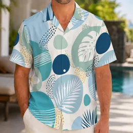 Aqua Geometric Circles and Gold Dot Shapes for Beach Holidays and Resort Weekends Hawaiian Shirt