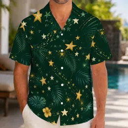 Golden Starry Sky Celebration for Tropical Vacations and Evening Resort Style Wear Hawaiian Shirt