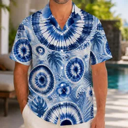 Indigo Shibori Rosettes for Coastal Getaways, Island Escapes, and Weekend Style for Men Hawaiian Shirt