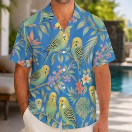 Parakeet Tropical Blooms For Island Getaways And Resort Weekends For Men On Vacation Hawaiian Shirt