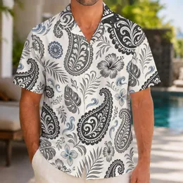 Monochrome Paisley Motifs for Polished Resort Travel and Weekend Wear for Modern Men Hawaiian Shirt