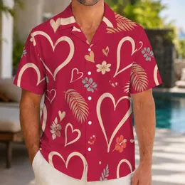 Raspberry Heart Outline Motifs for Romantic Beach Getaways and Summer Vacation Escapes Hawaiian Shirt