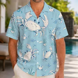 Playful Blue Crab Beach Motif for Coastal Getaways, Summer Island Days, and Vacations Hawaiian Shirt