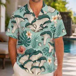 Teal Oyster Mushrooms And Tropical Foliage For Beach Escapes And Island Weekends Hawaiian Shirt