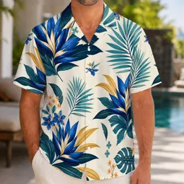 Blue Tropical Flowers and Teal Foliage for Beach Holidays, Resort Getaways, And Vacations Hawaiian Shirt