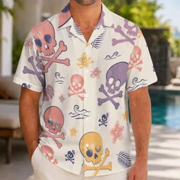 Pastel Skull And Crossbones Motifs For Beach Vacations, Cruises, And Summer Getaways Hawaiian Shirt