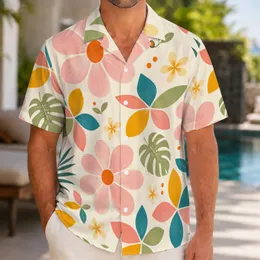 Pastel Tropical Flowers With Citrus Accents For Beach Holidays And Island Weekends Hawaiian Shirt