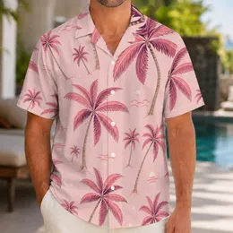 Pink Palm Tree Coastal Style for Beach Getaways, Island Vacations, and Summer Travel Hawaiian Shirt
