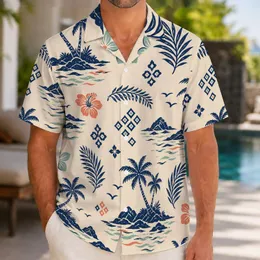 Navy Island Palms and Ocean Motifs for Resort Getaways and Coastal Weekends for Men Hawaiian Shirt
