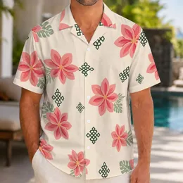 Coral Hibiscus Lattice Motifs for Beach Holidays, Cruises, and Resort Getaways Abroad Hawaiian Shirt