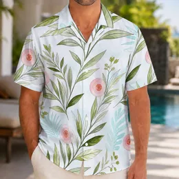 Pink Blossom and Sage Leaf Botanical for Beach Holidays and Relaxed Tropical Resort Days Hawaiian Shirt