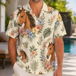 Horse Head Floral Garden Motif for Spring Resort Days and Equestrian Lovers Gift Hawaiian Shirt