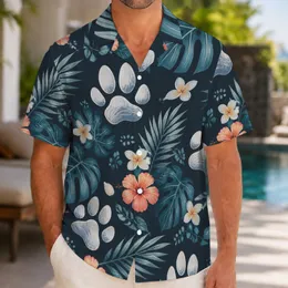 Silver Paw Tropical Leaves for Beach Days, Cruises, and Pet-Loving Island Getaways Hawaiian Shirt