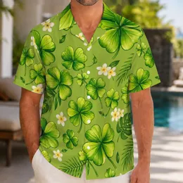 Four Leaf Clover Garden for Lucky Island Getaways and Casual Summer Days for Men Hawaiian Shirt