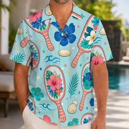 Floral Hand Mirror Motifs for Island Getaways and Poolside Days, Summer Style Hawaiian Shirt