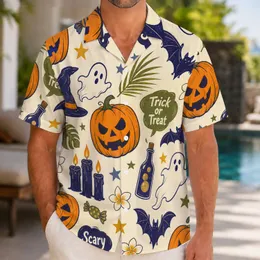 Pumpkins, Bats And Ghosts For Halloween Parties, Fall Vacations And Casual Weekend Wear Hawaiian Shirt