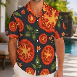 Fresh Tomato Slice Citrus Botanical Style for Beach Vacations and Summer Gatherings Hawaiian Shirt