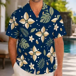 Navy Ivory Compass Flowers for Coastal Getaways, Resort Weekends, and Island Travel Hawaiian Shirt