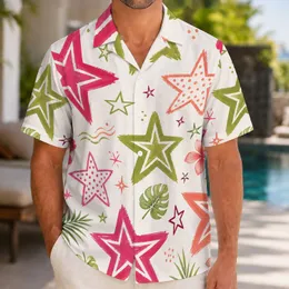 Pink Green Starburst Tropical Style for Beach Holidays and Relaxed Resort Getaways Hawaiian Shirt