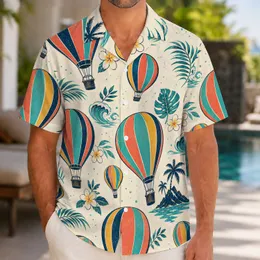 Colorful Hot Air Balloon Motif for Tropical Getaways and Relaxed Resort Holidays Hawaiian Shirt