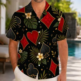 Poker Suit Tropical Resort Motifs for Casino Nights and Vacation Style Enthusiasts Hawaiian Shirt