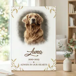 Personalized Dog Memorial Canvas – Custom Pet Photo, Name & Dates Remembrance Wall Art, Sympathy Gift