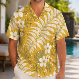Golden Frangipani and Ferns for Beach Holidays, Resort Days, and Island Getaways Hawaiian Shirt