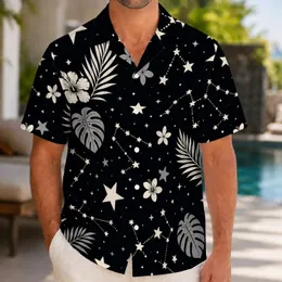 Ivory And Silver Celestial Stars For Vacation Nights And Festive Casual Style Men Hawaiian Shirt