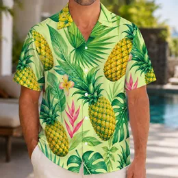 Pineapple Tropical Leaves for Beach Vacation Style and Summer Resort Wear for Men Hawaiian Shirt