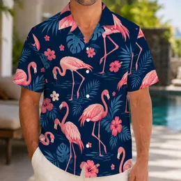 Pink Flamingo Island Birds for Tropical Vacations, Resort Nights, and Men’s Getaways Hawaiian Shirt