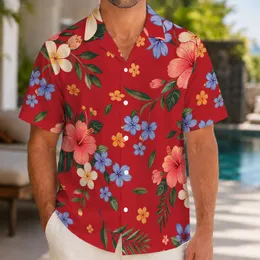 Tropical Five-Petal Blossoms for Summer Beach Vacations and Relaxed Island Getaways for Men Hawaiian Shirt