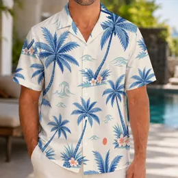 Blue Palm Tree Resort Motif for Beach Vacations, Summer Travel, and Island Getaways Hawaiian Shirt