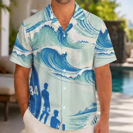 Blue Ocean Wave Surf Scene for Beach Vacations, Coastal Getaways, and Summer Days Hawaiian Shirt