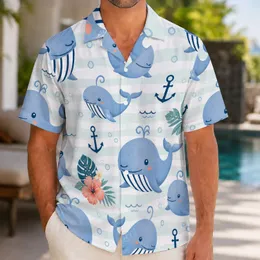 Blue Whale Anchors And Ocean Friends For Beach Vacations, Cruises, And Coastal Weekends Hawaiian Shirt