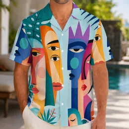 Abstract Cubist Faces Tropical Geometry For Beach Vacations And Resort Weekends For Men Hawaiian Shirt