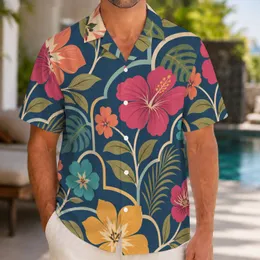 Colorful Retro Garden Flowers for Tropical Vacations and Resort Weekends for Men Hawaiian Shirt