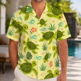 Smiling Sea Turtles and Island Foliage for Beach Vacations, Nature Lovers and Kids Hawaiian Shirt