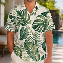 Green Monstera Palm Leaf Botanical Style for Beach Vacations and Summer Travel Getaways Hawaiian Shirt