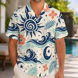 Sun Moon Star Totem Motifs for Beach Holidays and Casual Resort Days, Men's Gift Hawaiian Shirt