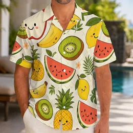 Smiling Tropical Fruits for Beach Holidays and Summer Vacations for Men and Families Hawaiian Shirt