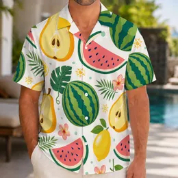 Tropical Citrus Fruit Motifs for Beach Getaways, Summer Resorts, and Men’s Vacation Wear Hawaiian Shirt