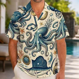 Retro Ocean Octopus, Crab And Sailfish For Beach Holidays, Summer Travel And Boating Hawaiian Shirt
