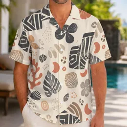 Ivory Terracotta Abstract Island Motifs for Resort Getaways and Summer Travel Men Hawaiian Shirt